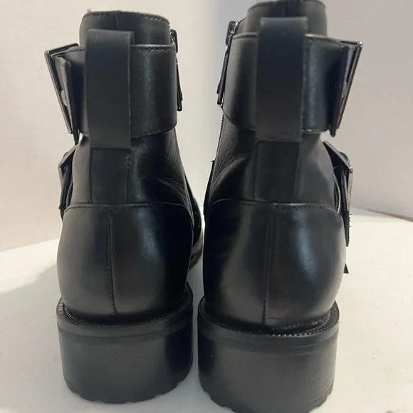 Blondo Camila Waterproof Black Leather Triple Buckle Moto Boots 9 - Picture 7 of 12